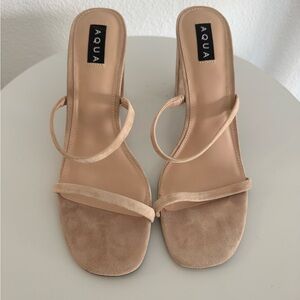Aqua Women's Beige Strappy Heels